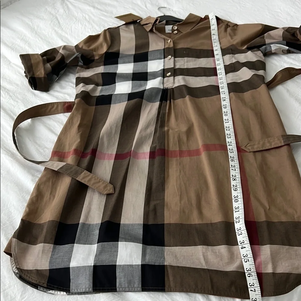 Burberry Women's Plaid Dress - Brown and Black - Picture 11 of 13